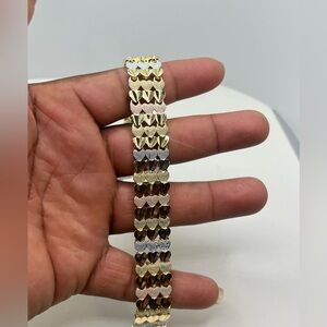 Gold filled 3 tones hearts bracelet
